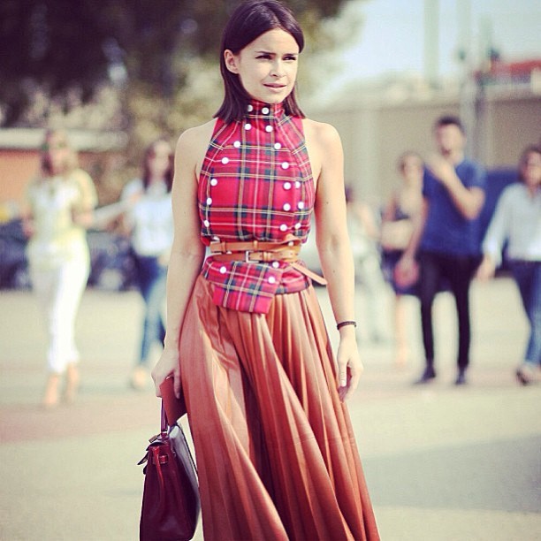 Miroslava Duma in A.W.A.K.E. blazer, Paris Fashion Week S/S14.