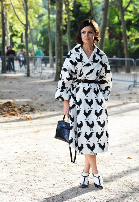 Miroslava Duma wearing A.W.A.K.E. during Paris Fashion Week